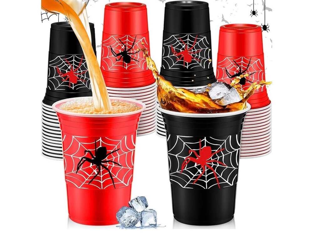 Norme 48 Pcs Checkered Flag Party Supplies 16 oz Spider Race Car Cups Checkered